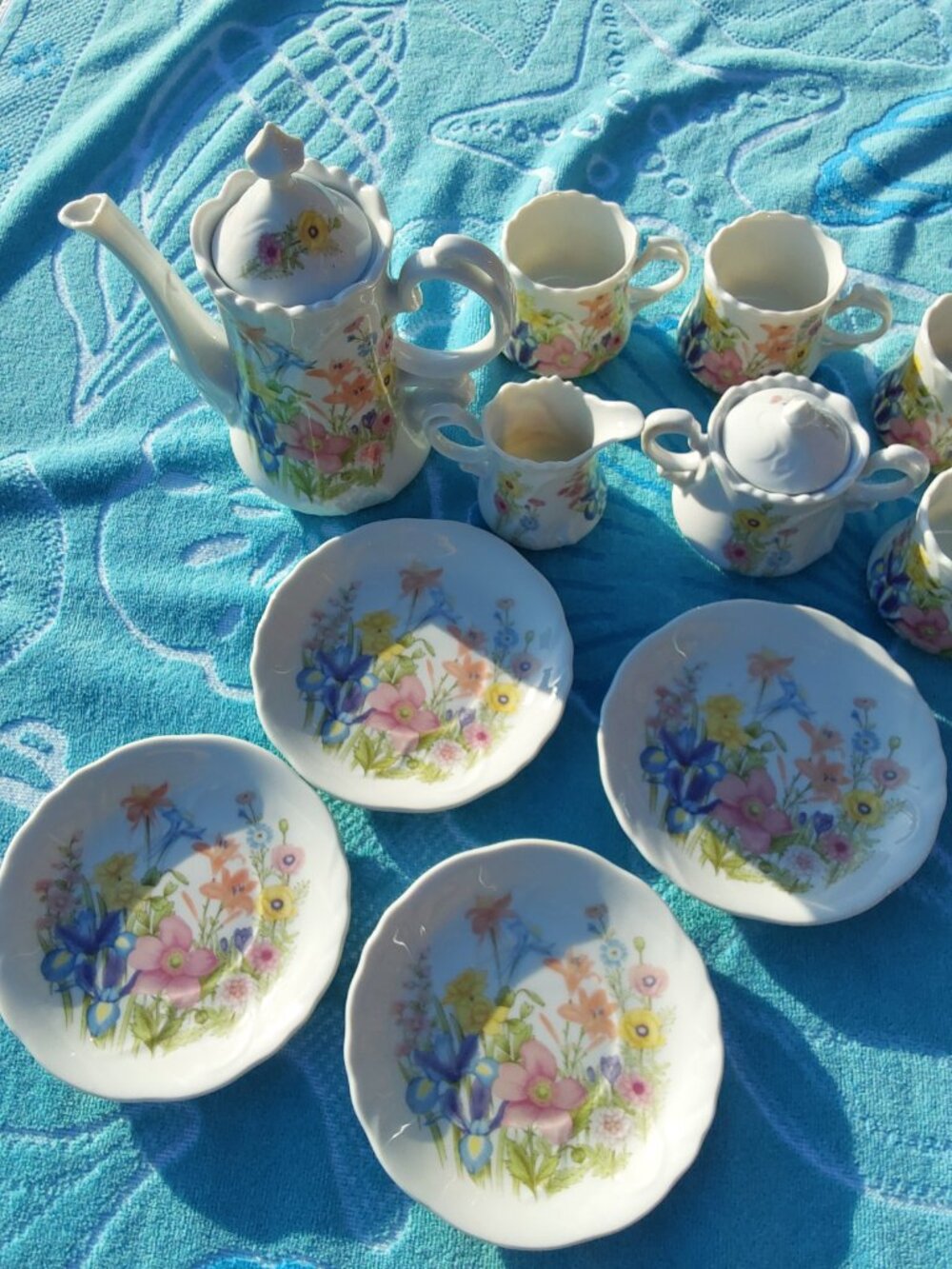 VINTAGE HAND PAINTED FLORAL TEA SERVING SET - Picture 16 of 16